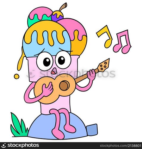 ice cream cartoon playing music on guitar