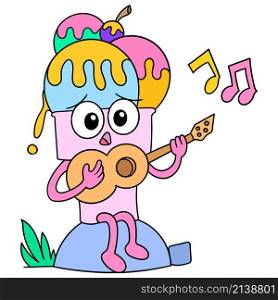 ice cream cartoon playing music on guitar