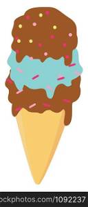 Ice cream chocolate, illustration, vector on white background.