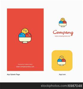 Ice cream Company Logo App Icon and Splash Page Design. Creative Business App Design Elements