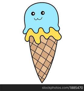 ice cream cone doodle kawaii. doodle icon image. cartoon caharacter cute doodle draw