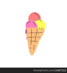 ice cream cone doodle, vector illustration. ice cream cone doodle, vector illustration, Hand drawn, doodles