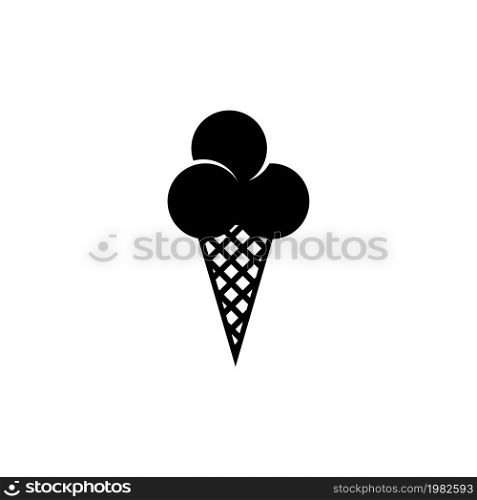 Ice Cream Cone. Flat Vector Icon illustration. Simple black symbol on white background. Ice Cream Cone sign design template for web and mobile UI element. Ice Cream Cone Flat Vector Icon