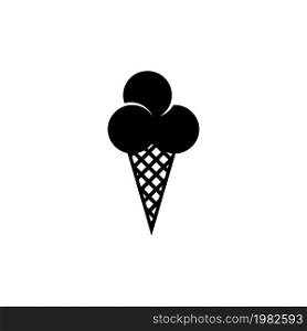 Ice Cream Cone. Flat Vector Icon illustration. Simple black symbol on white background. Ice Cream Cone sign design template for web and mobile UI element. Ice Cream Cone Flat Vector Icon