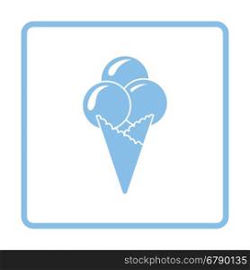 Ice-cream cone icon. Blue frame design. Vector illustration.