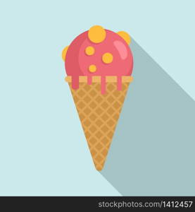 Ice cream cone icon. Flat illustration of ice cream cone vector icon for web design. Ice cream cone icon, flat style