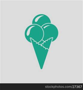 Ice-cream cone icon. Gray background with green. Vector illustration.