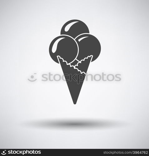 Ice-cream cone icon. Ice-cream cone icon on gray background with round shadow. Vector illustration.