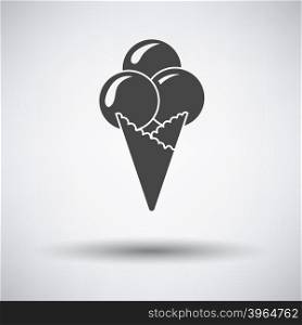 Ice-cream cone icon. Ice-cream cone icon on gray background with round shadow. Vector illustration.