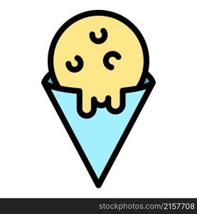 Ice cream cone icon. Outline ice cream cone vector icon color flat isolated. Ice cream cone icon color outline vector