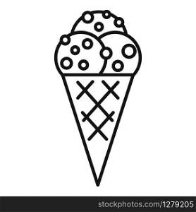 Ice cream cone icon. Outline ice cream cone vector icon for web design isolated on white background. Ice cream cone icon, outline style