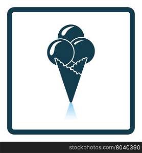 Ice-cream cone icon. Shadow reflection design. Vector illustration.
