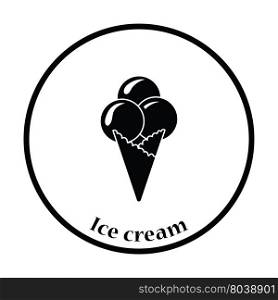 Ice-cream cone icon. Thin circle design. Vector illustration.