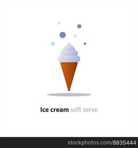 Ice cream cone one white ball cool refreshing vector image