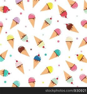 Ice cream cone pastel color pattern on white background. Vector illustration