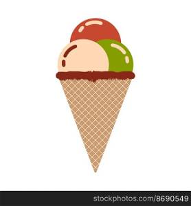 Ice cream cone vector icon with different flavor isolated on white background.