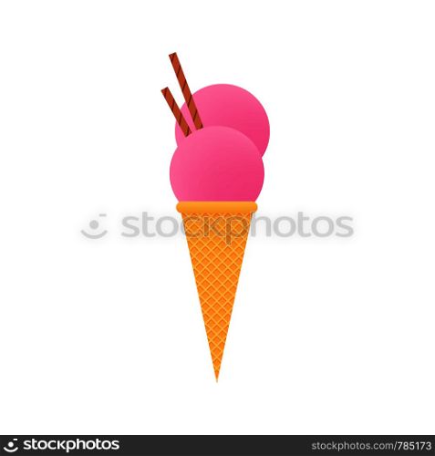 Ice cream cones isolated on white. Vector illustration.. Ice cream cones isolated on white. Vector stock illustration.