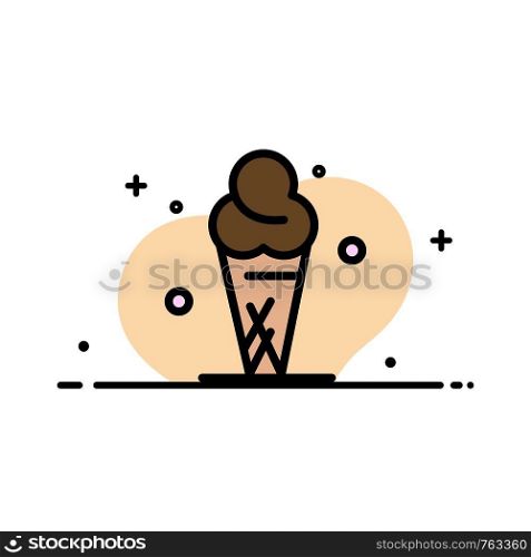 Ice Cream, Cream, Ice, Cone Business Flat Line Filled Icon Vector Banner Template