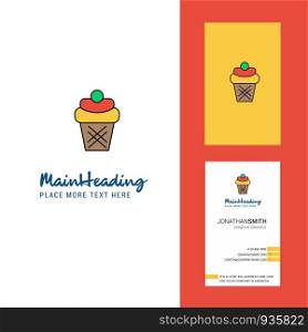 Ice cream Creative Logo and business card. vertical Design Vector