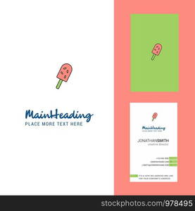 Ice cream Creative Logo and business card. vertical Design Vector