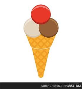 ice cream dessert food flat icon vector illustration isolated on white background