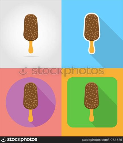 ice cream fast food flat icons with the shadow vector illustration isolated on background