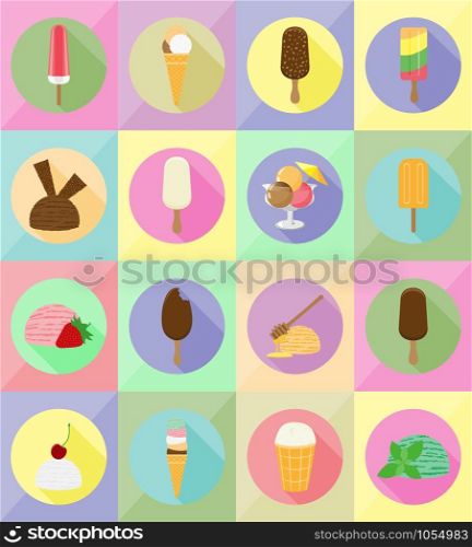 ice cream flat icons vector illustration isolated on background