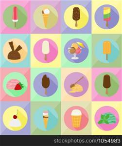 ice cream flat icons vector illustration isolated on background