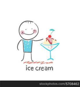 ice cream. Fun cartoon style illustration. The situation of life.