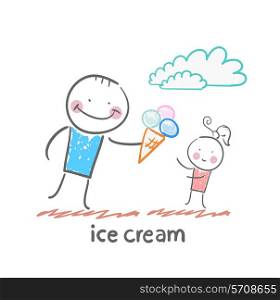ice cream. Fun cartoon style illustration. The situation of life.