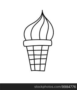 Ice cream hand drawn vector icon. Line sweet food symbol isolated. Trendy flat outline sign design. Thin linear icecream graphic pictogram for web site, mobile app. Logo illustration.. Ice cream hand drawn vector icon. Line sweet food symbol isolated. Trendy flat outline sign design. Thin linear icecream graphic pictogram for web site, mobile app. Logo illustration