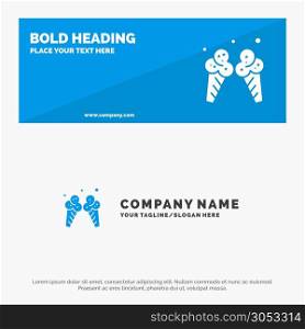 Ice cream, Ice, Cream, American SOlid Icon Website Banner and Business Logo Template