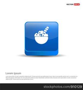 Ice Cream Icon - 3d Blue Button.