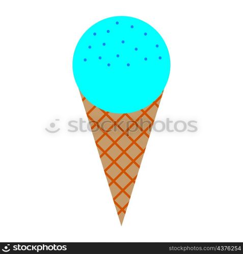Ice cream icon. Blue ball in waffle cone. Summer time symbol. Cartoon art design. Vector illustration. Stock image. EPS 10.. Ice cream icon. Blue ball in waffle cone. Summer time symbol. Cartoon art design. Vector illustration. Stock image.