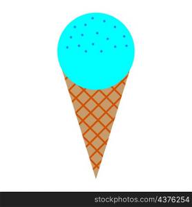 Ice cream icon. Blue ball in waffle cone. Summer time symbol. Cartoon art design. Vector illustration. Stock image. EPS 10.. Ice cream icon. Blue ball in waffle cone. Summer time symbol. Cartoon art design. Vector illustration. Stock image.