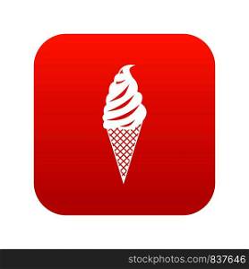 Ice Cream icon digital red for any design isolated on white vector illustration. Ice Cream icon digital red