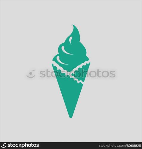 Ice cream icon. Gray background with green. Vector illustration.