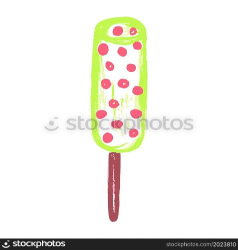 Ice cream. Icon in hand draw style. Drawing with wax crayons, children&rsquo;s creativity. Vector illustration. Sign, symbol. Icon in hand draw style. Drawing with wax crayons, children&rsquo;s creativity