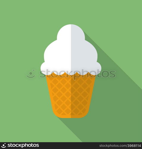 Ice cream icon. Modern Flat style with a long shadow