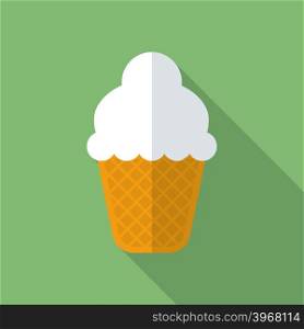 Ice cream icon. Modern Flat style with a long shadow
