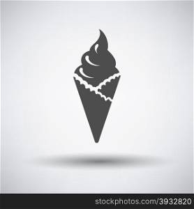 Ice cream icon on gray background with round shadow. Vector illustration.