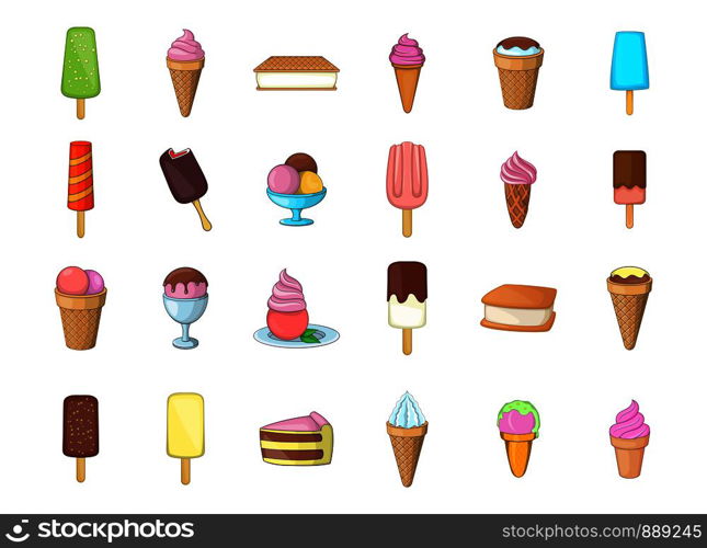 Ice cream icon set. Cartoon set of ice cream vector icons for your web design isolated on white background. Ice cream icon set, cartoon style