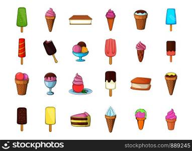 Ice cream icon set. Cartoon set of ice cream vector icons for your web design isolated on white background. Ice cream icon set, cartoon style