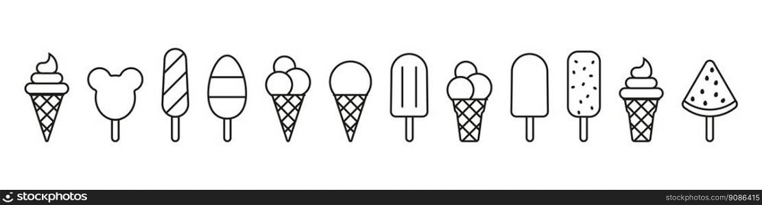 Ice cream icon set menu. Summer food