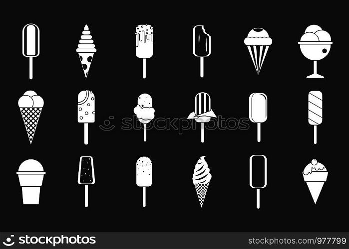 Ice cream icon set vector white isolated on grey background . Ice cream icon set grey vector