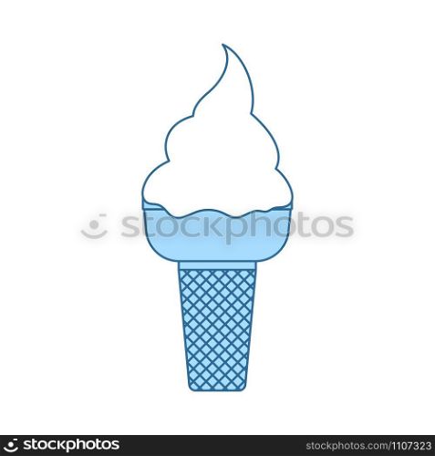 Ice Cream Icon. Thin Line With Blue Fill Design. Vector Illustration.