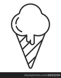 Ice cream icon vector in outline style. Popsicle, ice cream cone, sweets are shown.. Ice cream icon vector in outline style. Popsicle, ice cream cone, sweets shown.