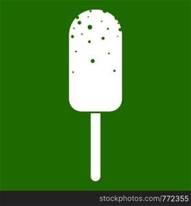 Ice Cream icon white isolated on green background. Vector illustration. Ice Cream icon green