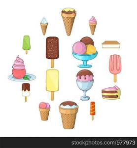 Ice cream icons set. Cartoon illustration of 16 ice cream vector icons for web. Ice cream icons set, cartoon style