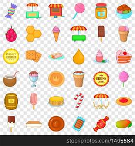 Ice cream icons set. Cartoon style of 36 ice cream vector icons for web for any design. Ice cream icons set, cartoon style